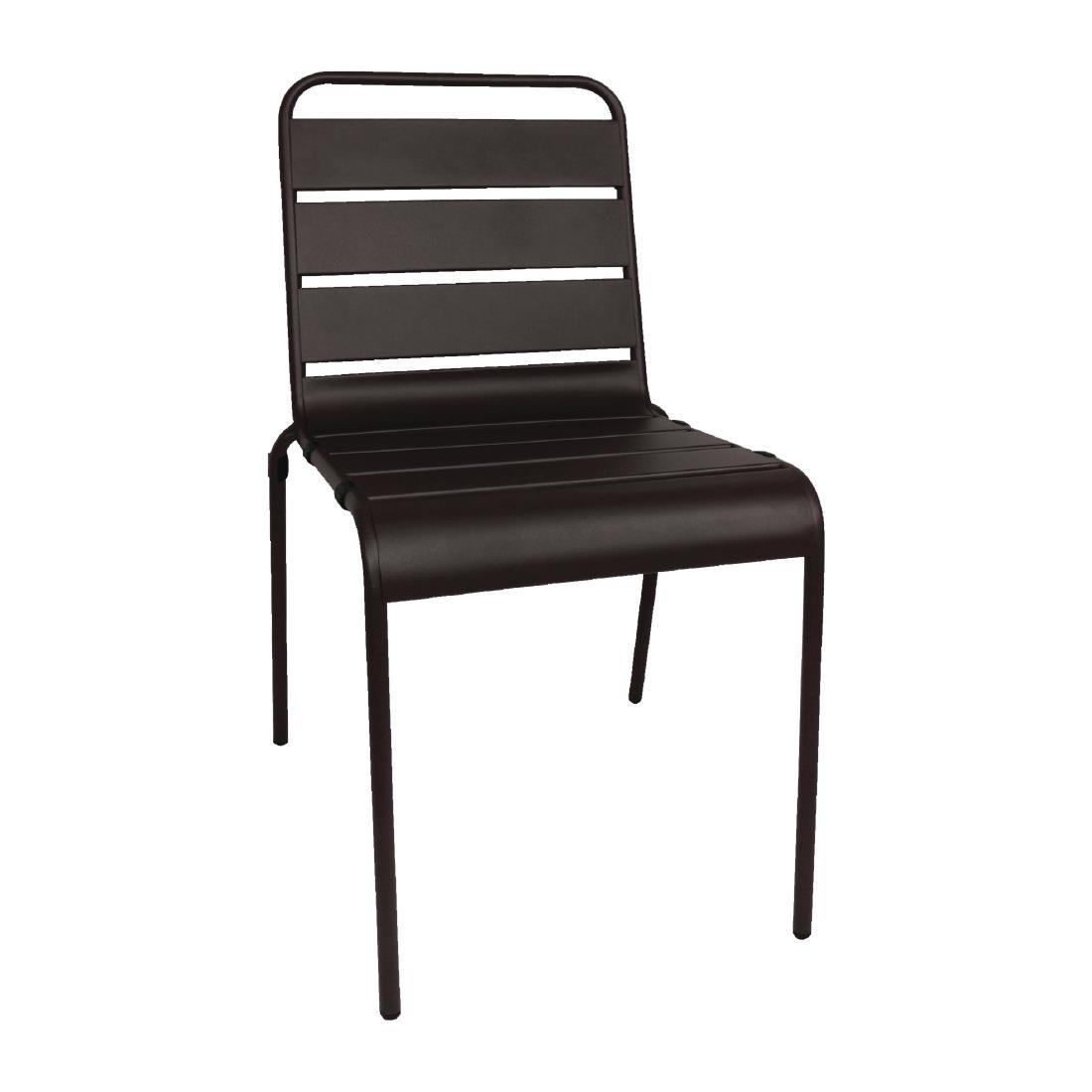 Chaise à lattes en acier Bolero noire lot de 4 - FRANCE CHR