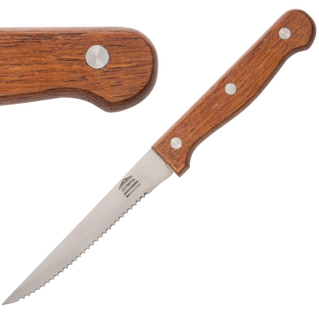 Couteaux à viande Olympia manche en bois (Lot de 12) - FRANCE CHR