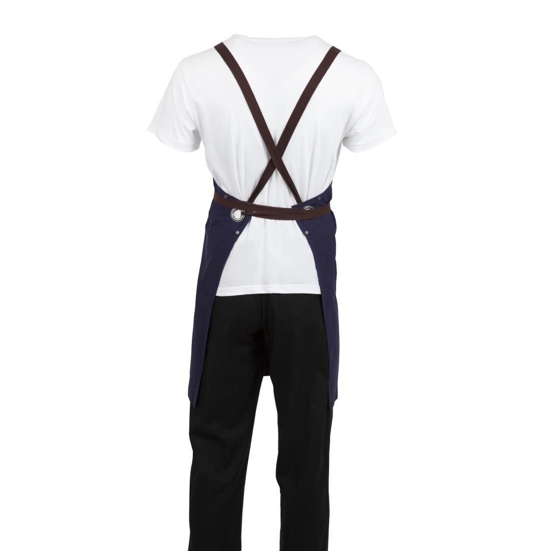 Tablier bavette en coton Southside bleu marine - FRANCE CHR