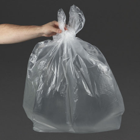 Sacs poubelle recyclés transparents Jantex utilisation moyenne 12kg 90L (lot de 200) - FRANCE CHR