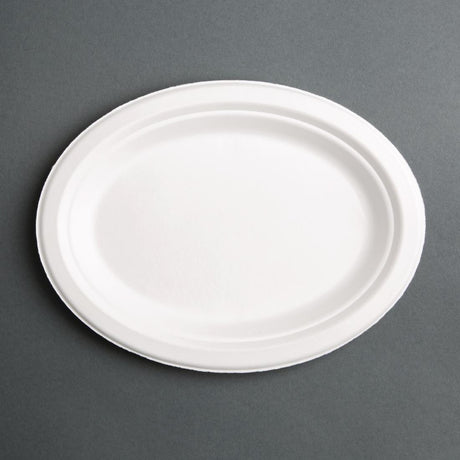 Assiettes ovales compostables en bagasse Fiesta Compostable 198mm (lot de 50) - FRANCE CHR