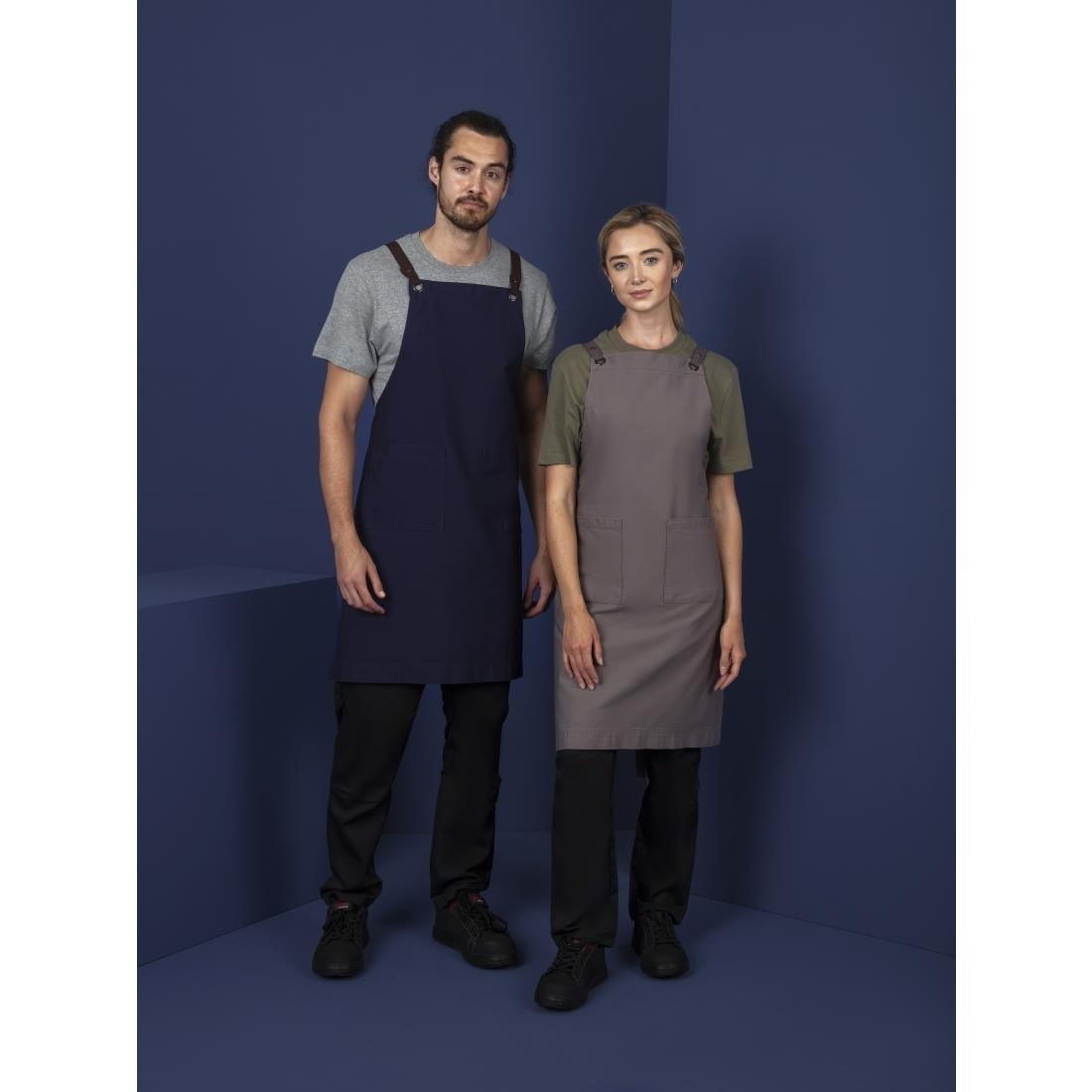 Tablier bavette en coton Southside bleu marine - FRANCE CHR
