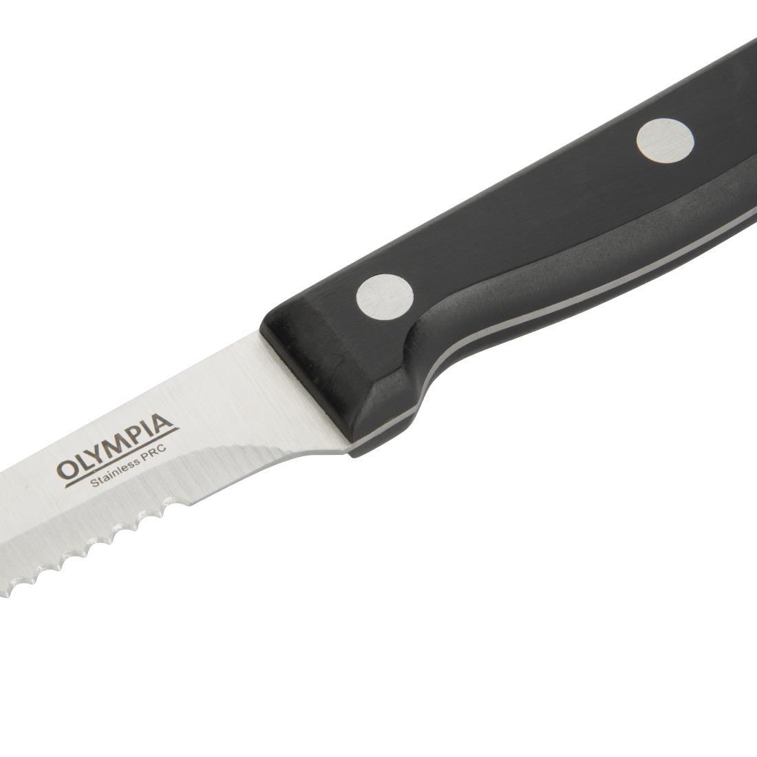 Couteaux à viande Olympia manche noir (Lot de 12) - FRANCE CHR