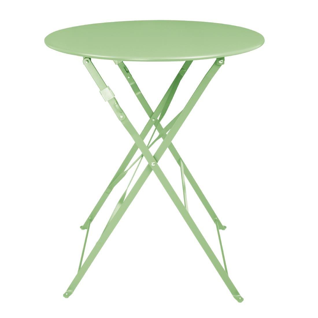 Table de terrasse carrée pliante en acier Bolero vert clair 595 mm - FRANCE CHR