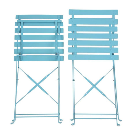 Chaises de terrasse pliantes en acier Bolero bleu turquoise (Lot de 2) - FRANCE CHR