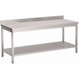 Table inox avec dosseret et étagère basse Gastro M 700 x 600 x 880mm - FRANCE CHR