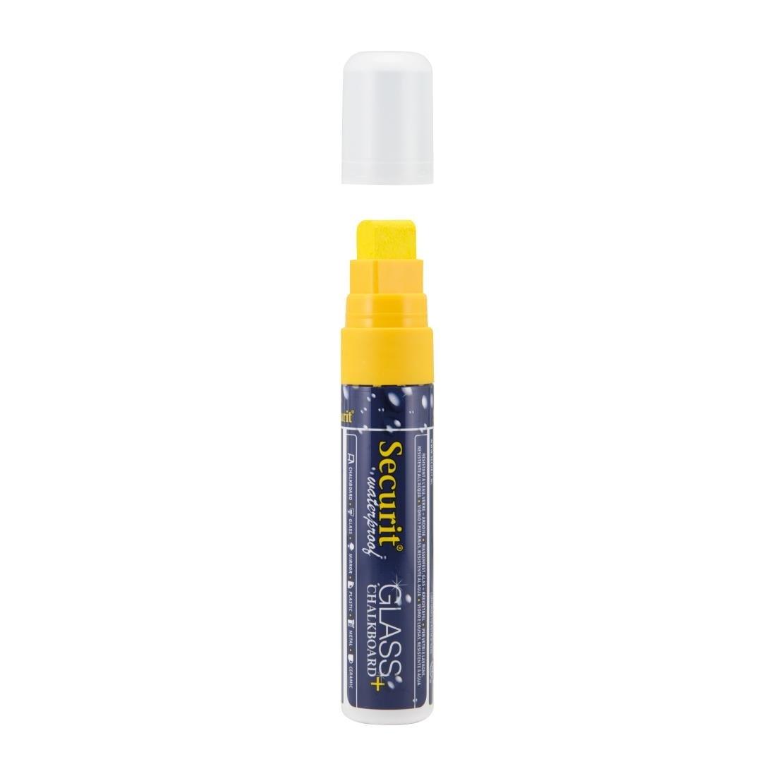Marqueur craie waterproof Securit (verre+ ardoise) pointe 7-15mm jaune - FRANCE CHR