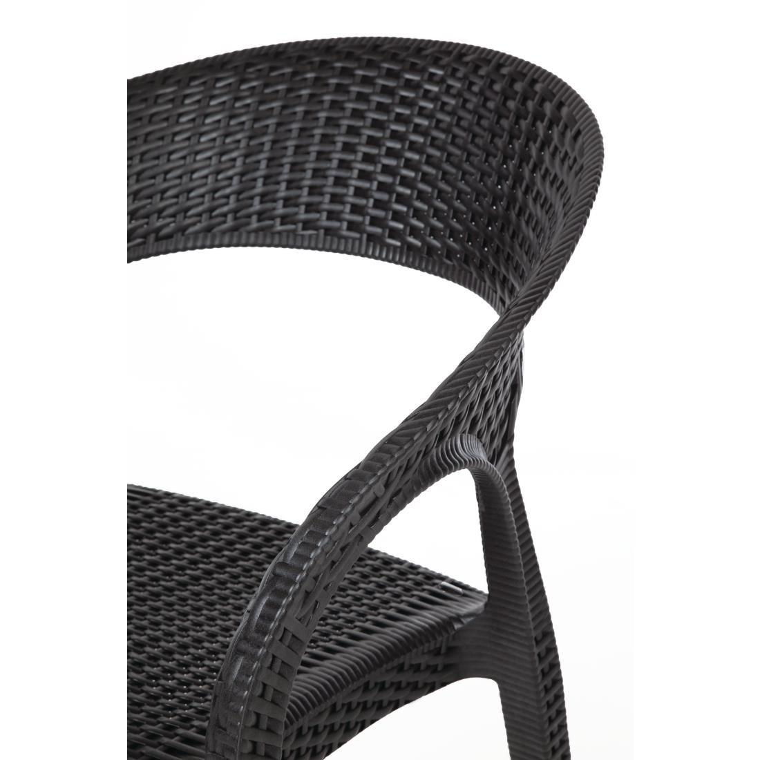Fauteuils enveloppants en rotin PP Bolero noirs (lot de 4) - FRANCE CHR