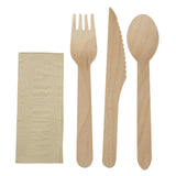 Ensembles de couverts en bois 4-en-1 emballages individuels kraft eGreen (lot de 250) - FRANCE CHR