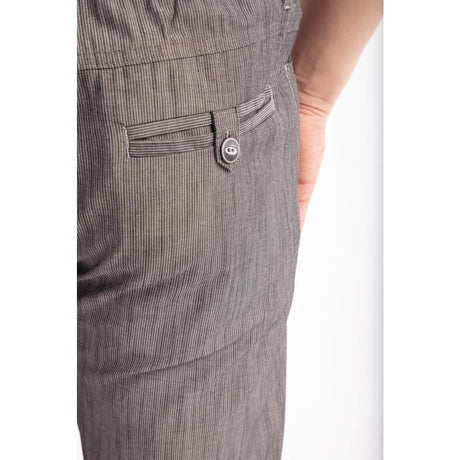 Pantalon de cuisine Works Urban Jogger 257 à fines rayures noires et blanches S - FRANCE CHR