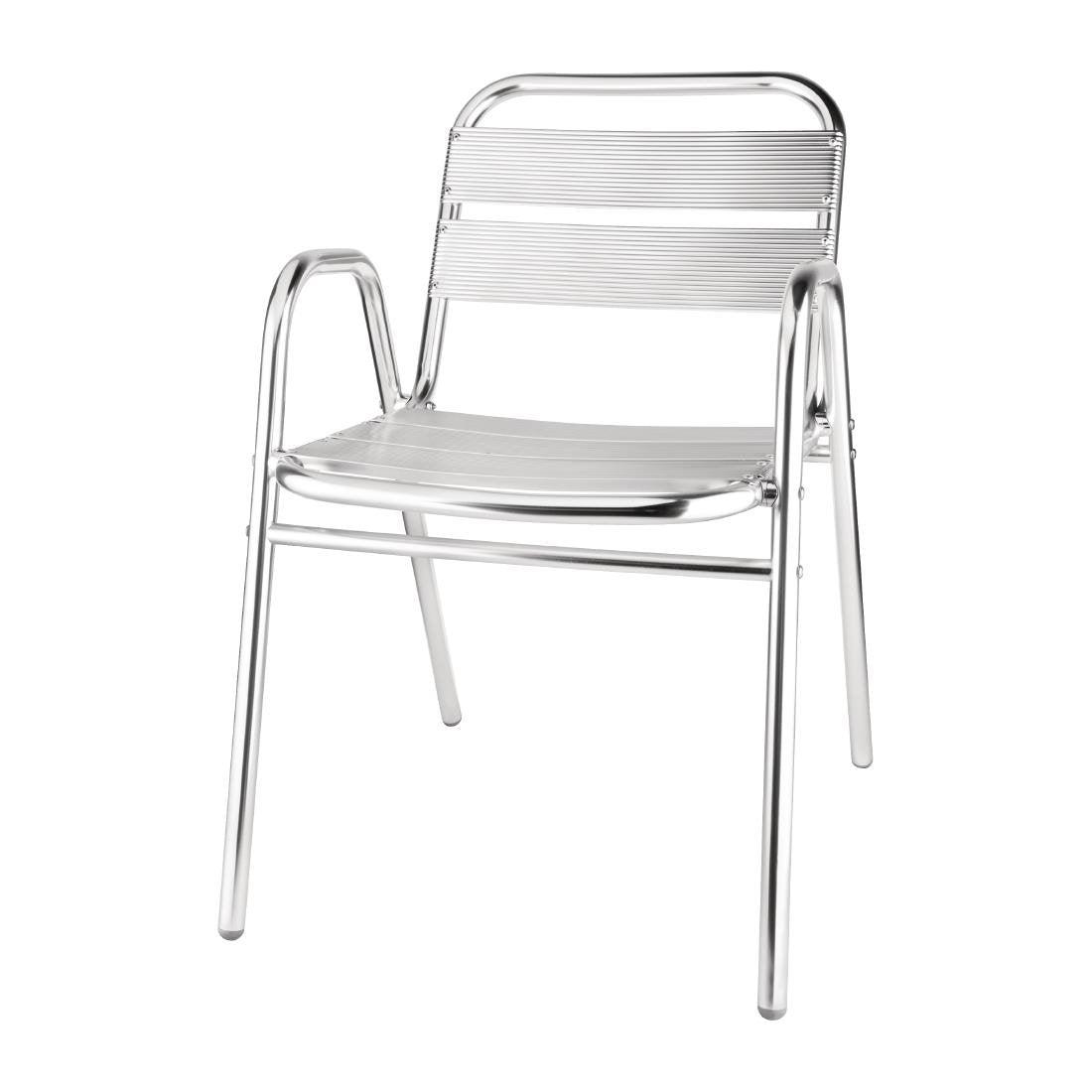 Fauteuils empilables en aluminium avec accoudoirs Bolero x4 - FRANCE CHR