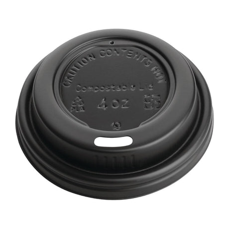 Couvercles noirs compostables en CPLA pour gobelets espresso 113ml Fiesta Compostable (x50) - FRANCE CHR