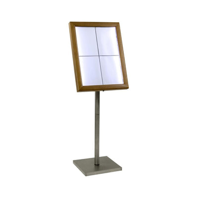 Porte-menu à LED blanches en teck Securit 4xA4 (hors poteau et socle) - FRANCE CHR