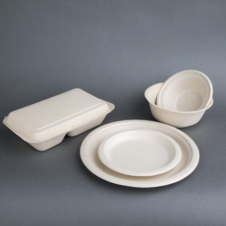 Bols ronds compostables en bagasse coloris naturel Fiesta Compostable 950ml (lot de 50) - FRANCE CHR