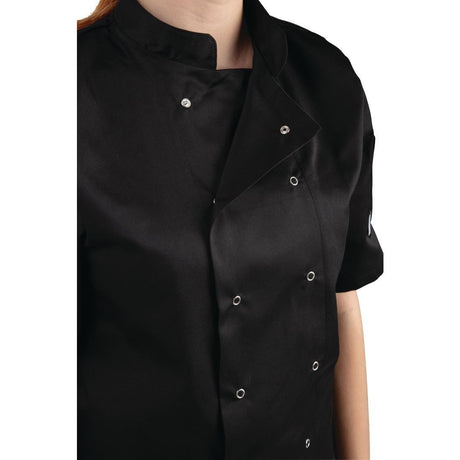 Veste de cuisine mixte Whites Vegas manches courtes noire S - FRANCE CHR