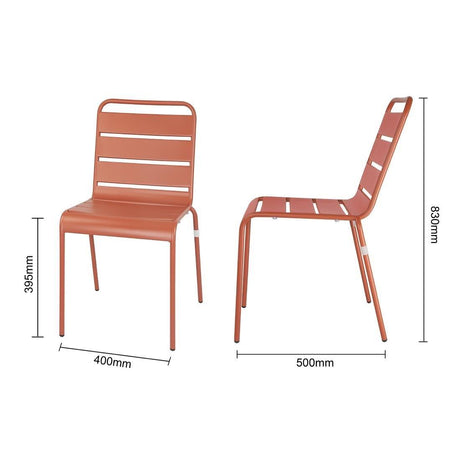 Chaises à lattes en acier Bolero terracotta (lot de 4) - FRANCE CHR