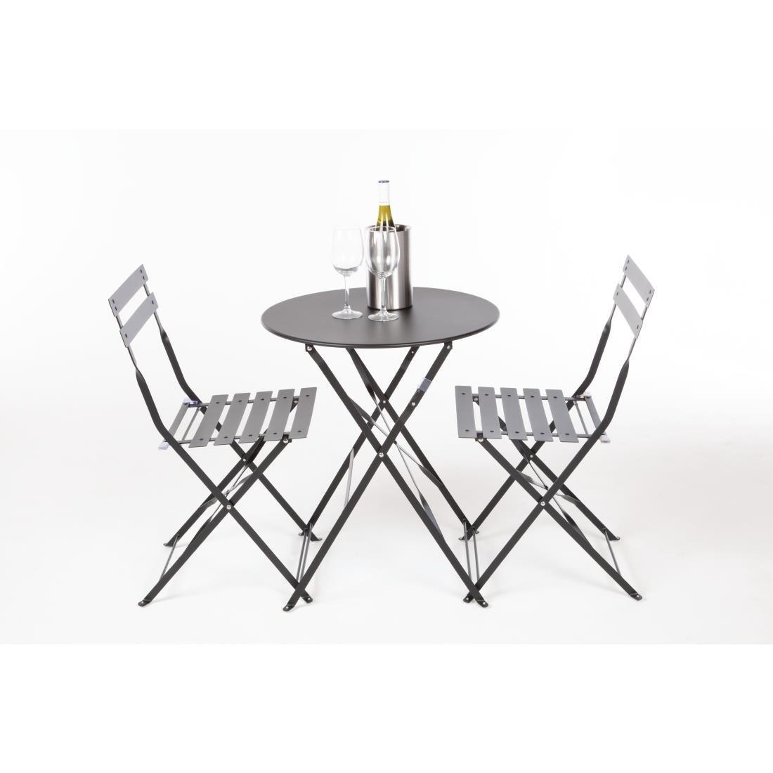 Chaises de terrasse pliantes en acier Bolero noires (Lot de 2) - FRANCE CHR