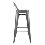 Tabourets hauts en acier gris métal avec dossier Bolero Bistro (lot de 4) - FRANCE CHR