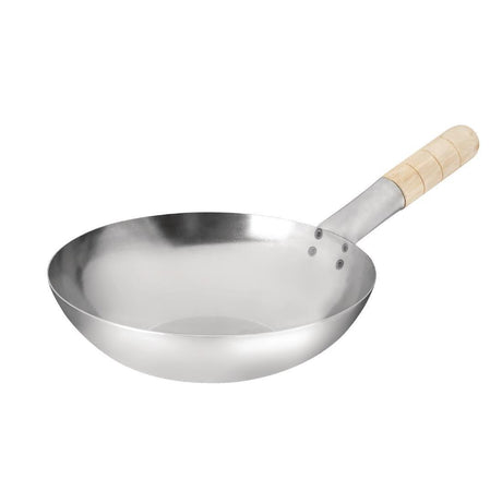 Wok fond plat en acier doux Vogue 25,4 cm - FRANCE CHR