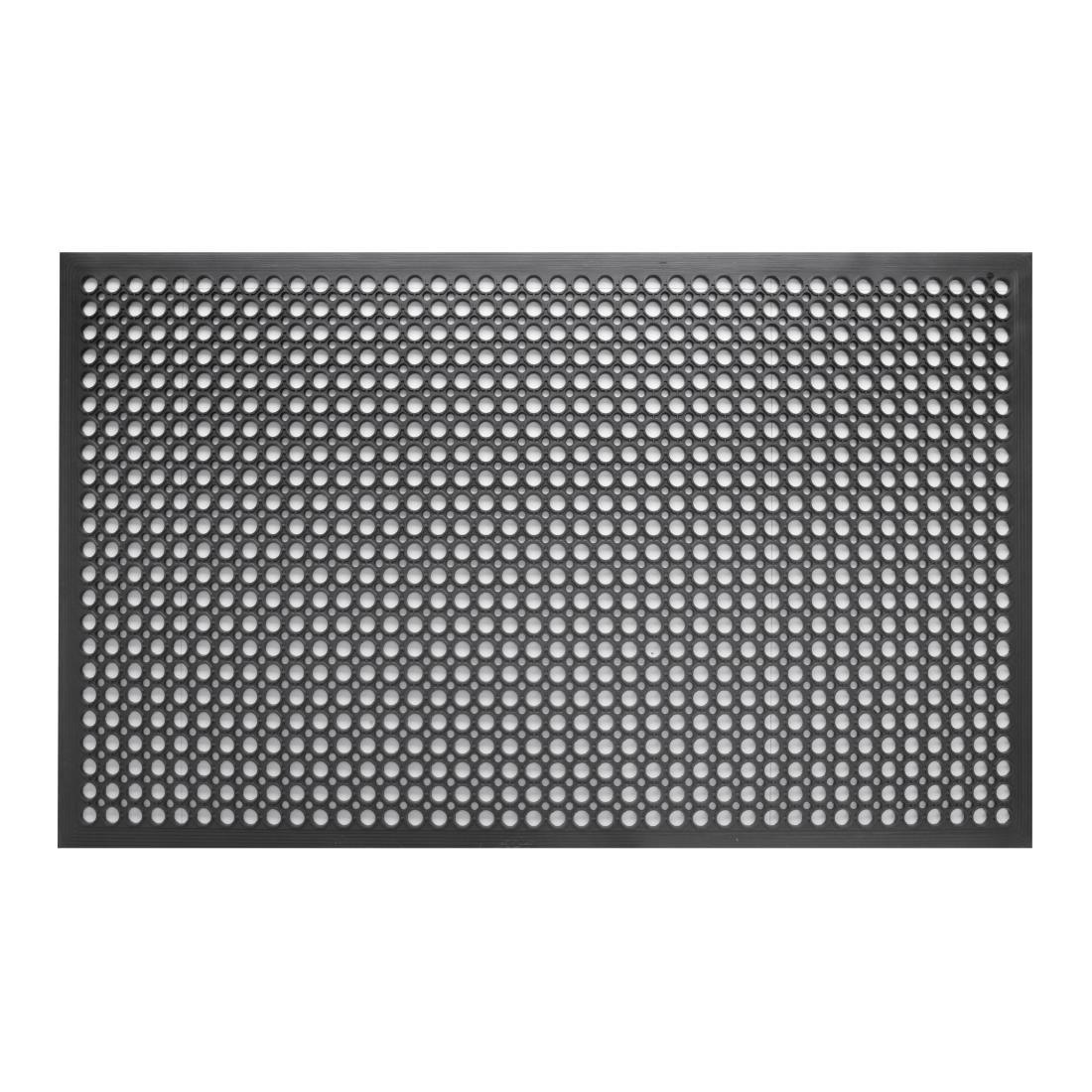 Tapis en caoutchouc anti-dérapant et anti-fatigue Jantex noir 1500 x 900mm - FRANCE CHR