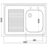 Plonge inox soudée cuve à droite égouttoir à gauche Holmes 1000mm - FRANCE CHR