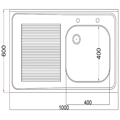 Plonge inox soudée cuve à droite égouttoir à gauche Holmes 1000mm - FRANCE CHR