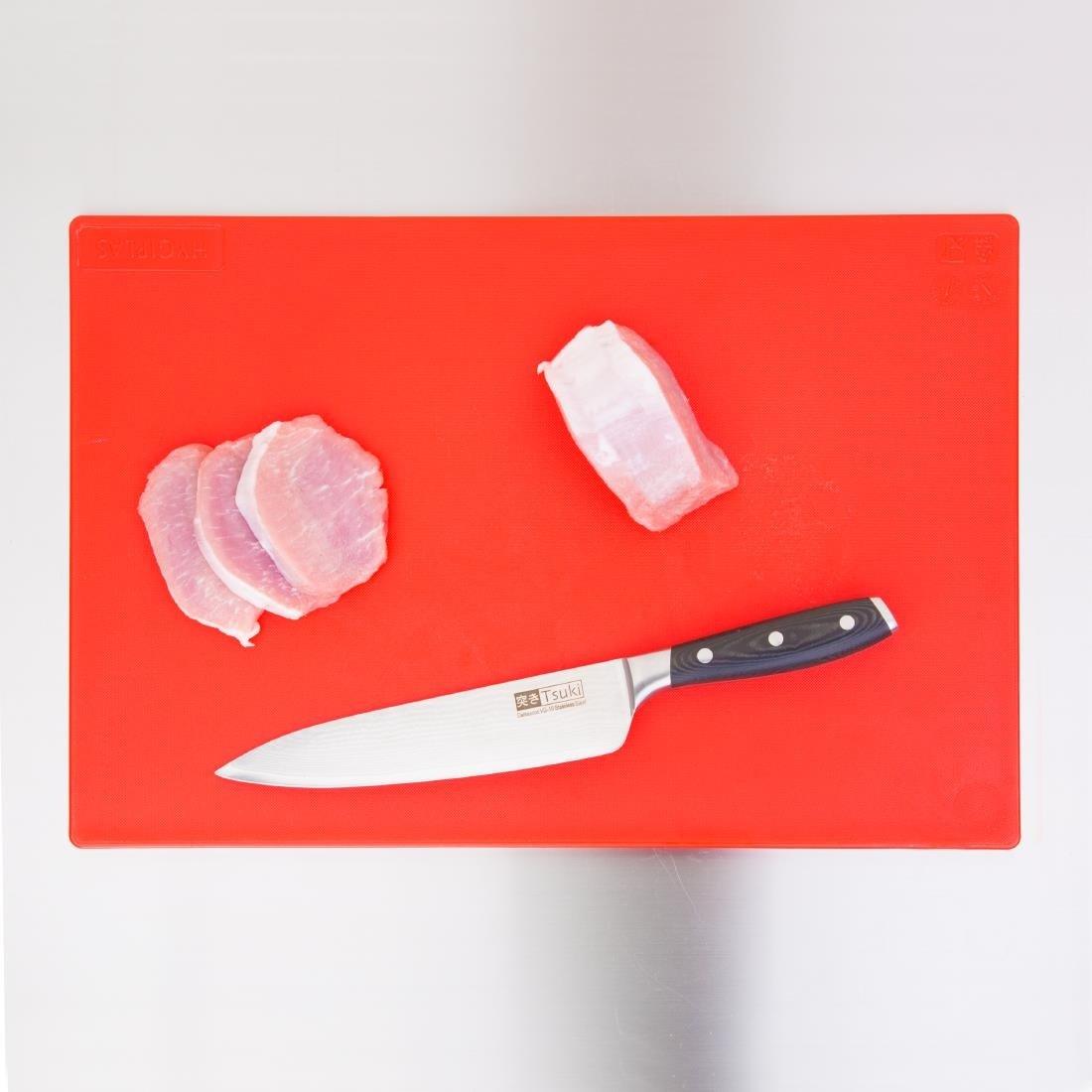 Planche à découper antibactérienne basse densité Hygiplas rouge - FRANCE CHR
