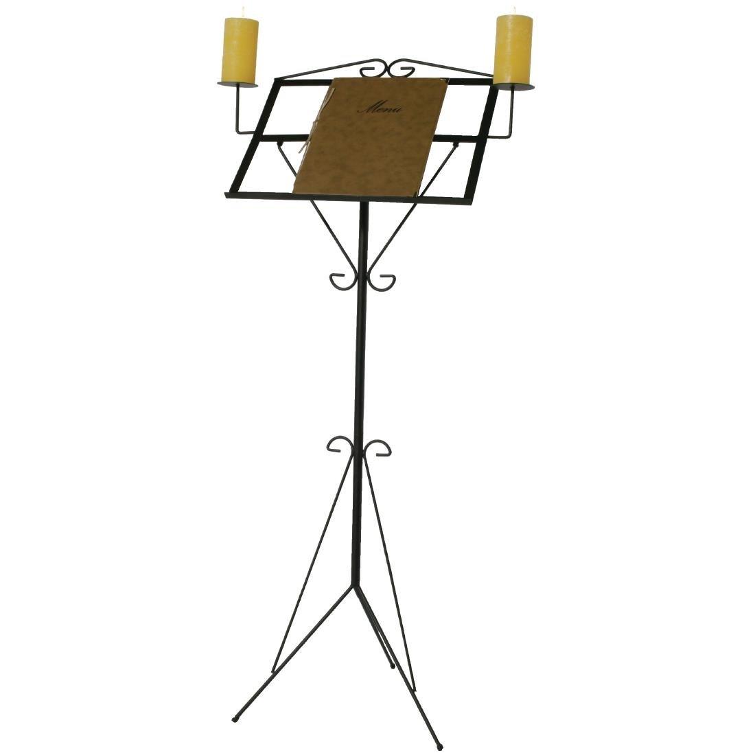 Porte-menu à LED blancs en acier noir Securit 8xA4 avec poteau et socle - FRANCE CHR