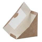 Boîtes sandwich triangle kraft recyclables à chargement frontal avec fenêtre en PLA Colpac (lot de 500) - FRANCE CHR