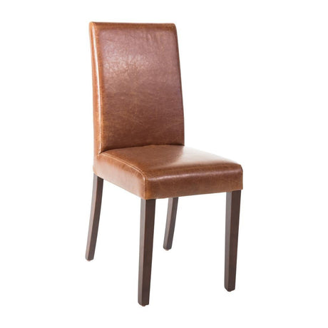 Chaise dossier haut en simili cuir Bolero marron patiné x2 - FRANCE CHR