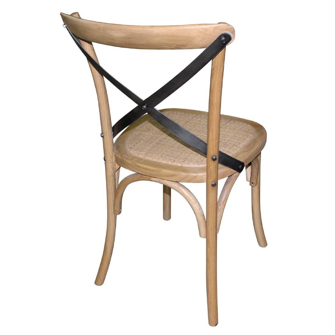 Chaises en bois patiné avec dossier croisé Bolero naturel (Lot de 2) - FRANCE CHR