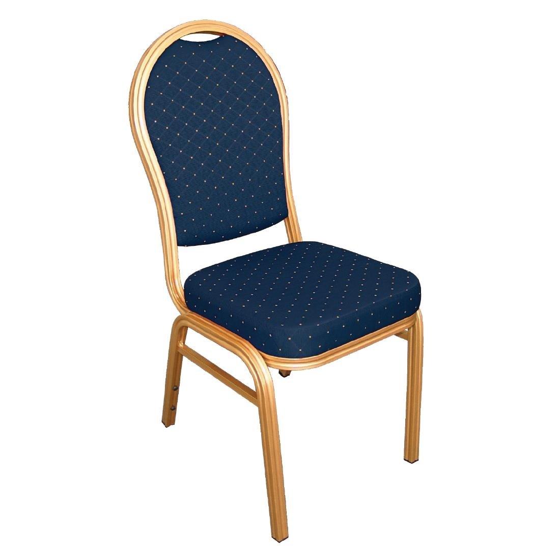 Chaises de banquet dossier arrondi Bolero bleues et dorées (lot de 4) - FRANCE CHR