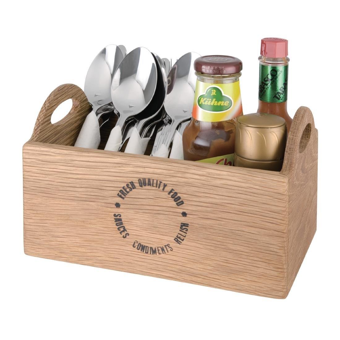 Porte-condiments en chêne avec inscription Olympia 230mm - FRANCE CHR