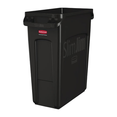 Collecteur de recyclage avec conduits d'aération Rubbermaid Slim Jim noir 60L - FRANCE CHR