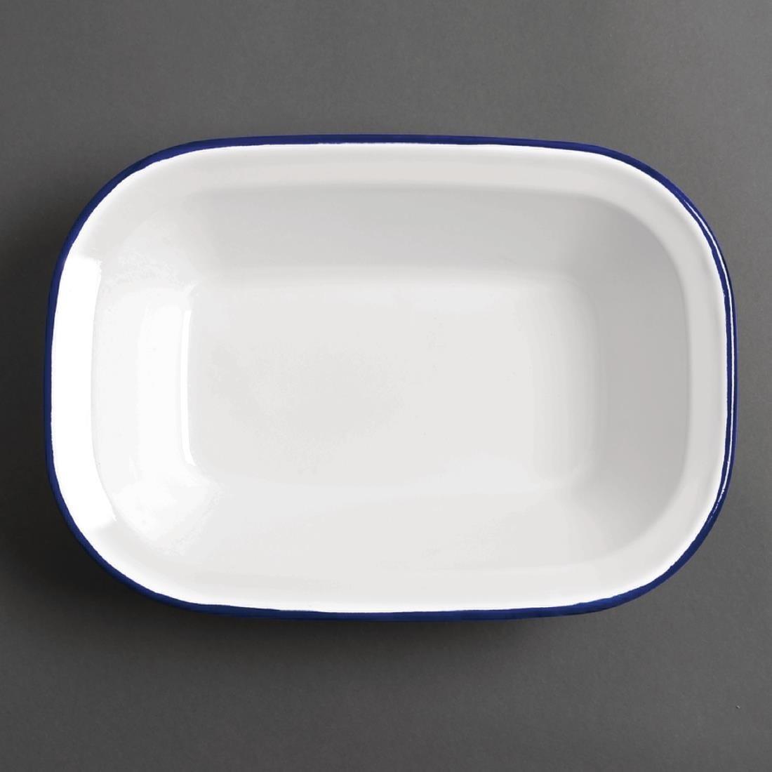 Plat de service rectangulaire acier émaillé Olympia 280x190x55mm lot de 6 - FRANCE CHR