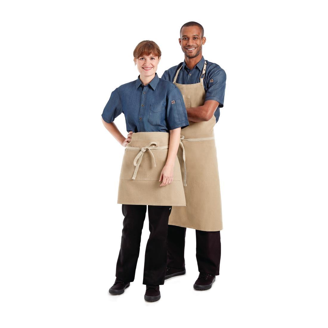 Tablier serveur court Chef Works Austin Denim beige - FRANCE CHR