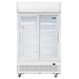 Armoire réfrigérée 2 portes vitrées coulissantes avec caisson lumineux Polar Série G 950L - FRANCE CHR