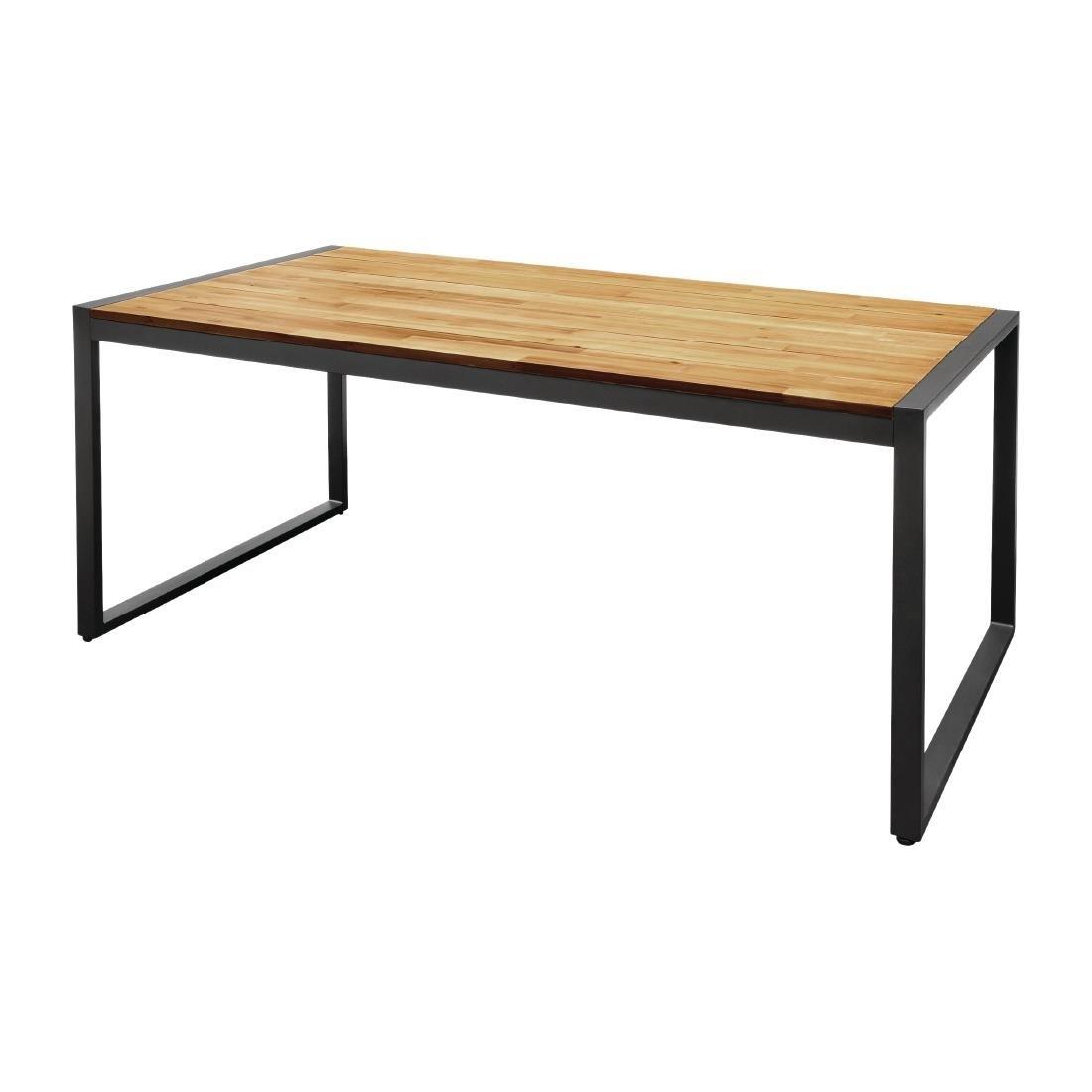 Table industrielle rectangulaire acier et acacia Bolero 180 cm - FRANCE CHR