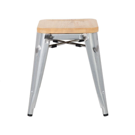 Tabourets bistro bas en acier avec assise en bois Bolero (lot de 4) - FRANCE CHR