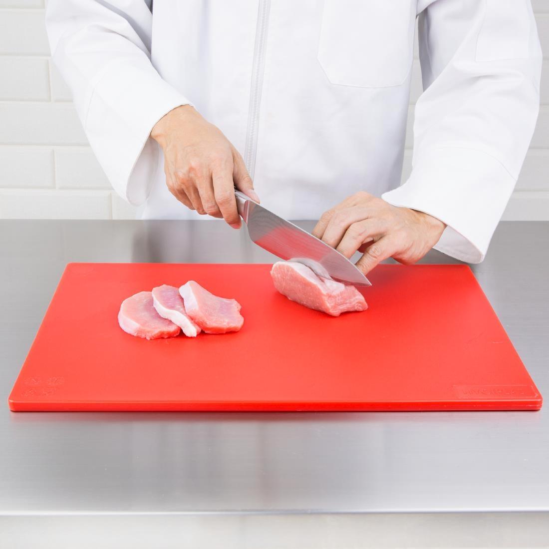 Planche à découper antibactérienne basse densité Hygiplas rouge - FRANCE CHR