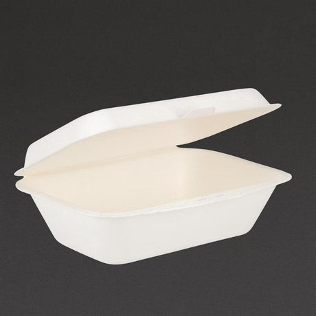 Barquettes à charnière en bagasse compostables Fiesta Compostable 18,2 cm (lot de 250) - FRANCE CHR