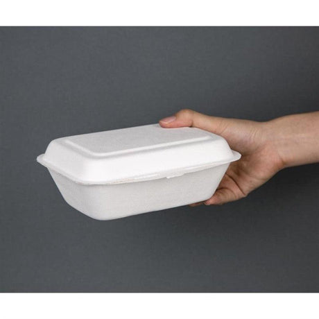 Barquettes à charnière en bagasse compostables Fiesta Compostable 18,2 cm (lot de 250) - FRANCE CHR