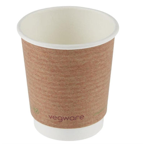 Gobelets boissons chaudes double paroi compostables Vegware 230ml (lot de 500) - FRANCE CHR